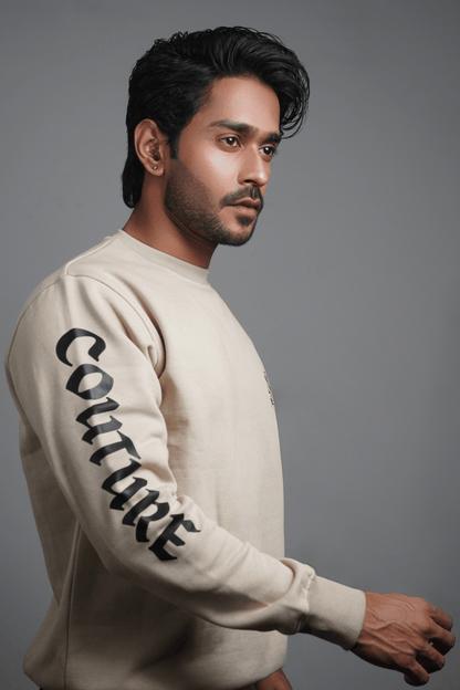 NJ Couture Men's Sleeve-Print Fleece Sweatshirt – Premium Crewneck Pullover