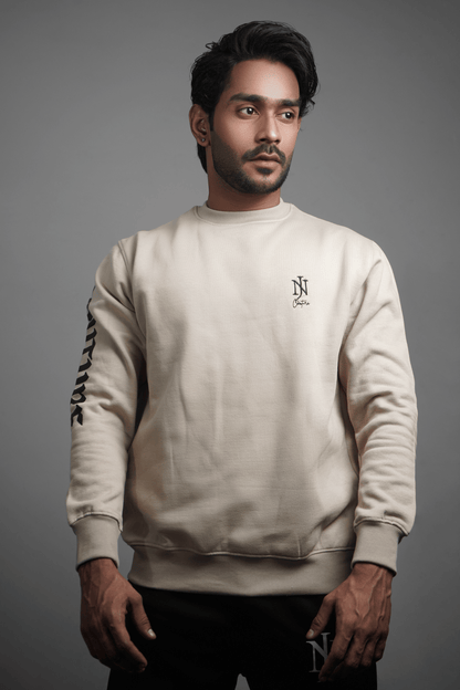 NJ Couture Men's Sleeve-Print Fleece Sweatshirt – Premium Crewneck Pullover