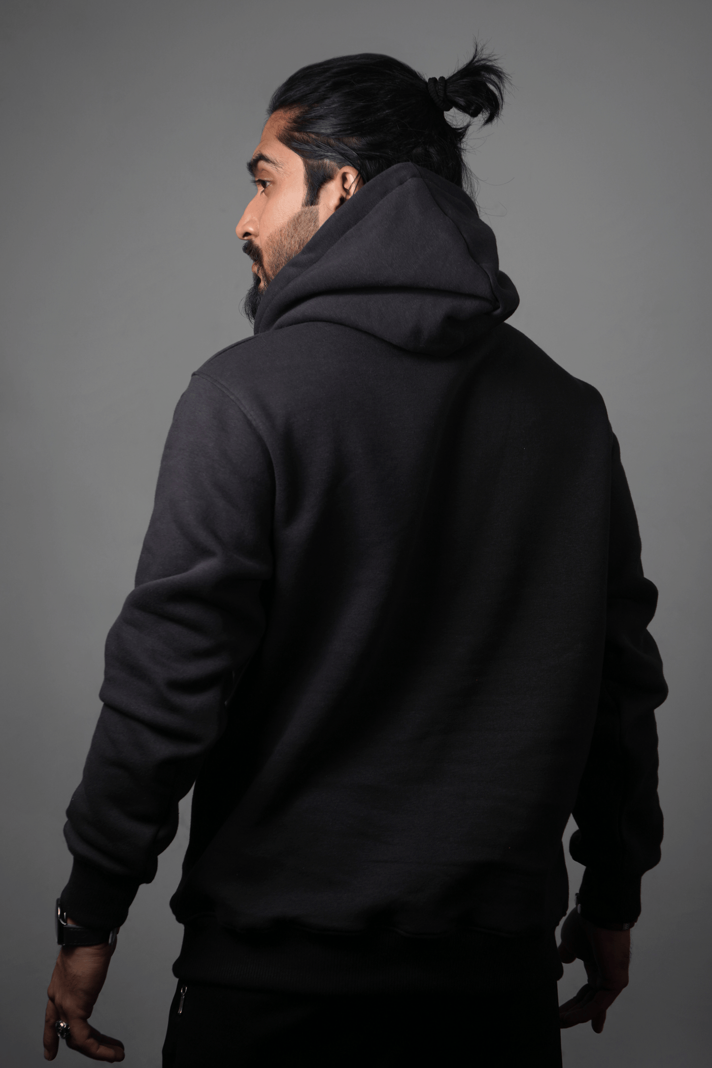 NJ Couture Men's Signature Side-Zip Fleece Black Hoodie
