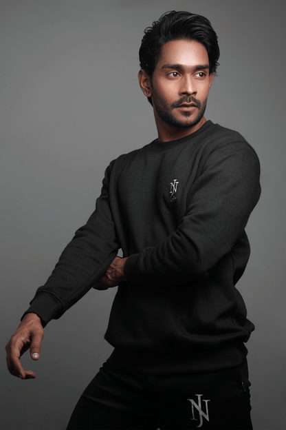 NJ Couture Men's Sleeve-Print Fleece Sweatshirt – Premium Crewneck Pullover