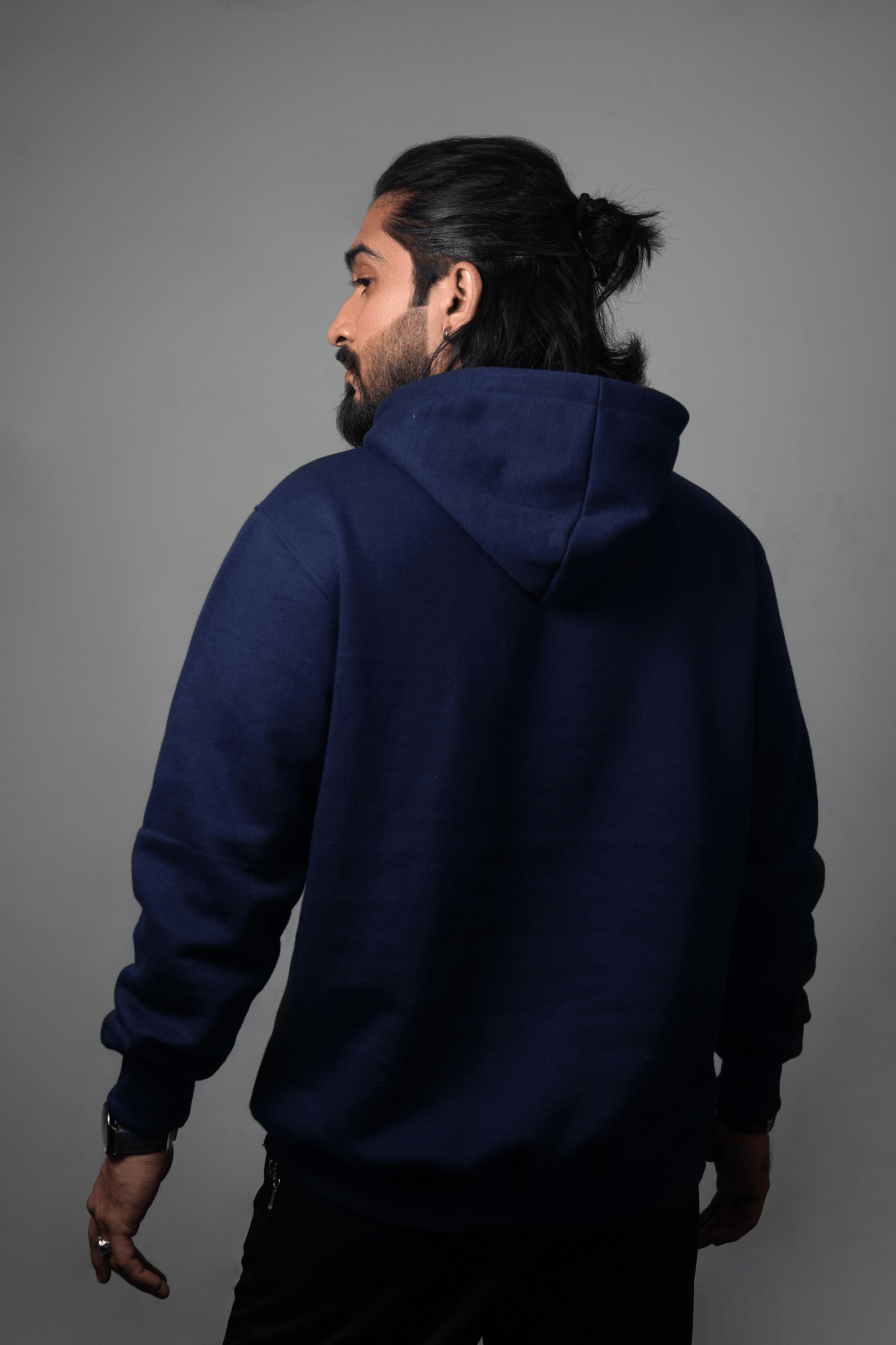 NJ Couture Men's Signature Side-Zip Fleece Navy Blue Hoodie