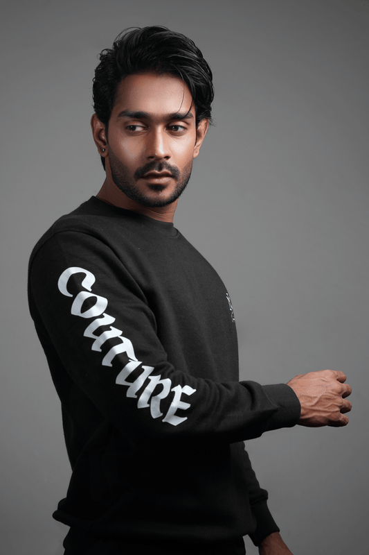 NJ Couture Men's Sleeve-Print Fleece Sweatshirt – Premium Crewneck Pullover