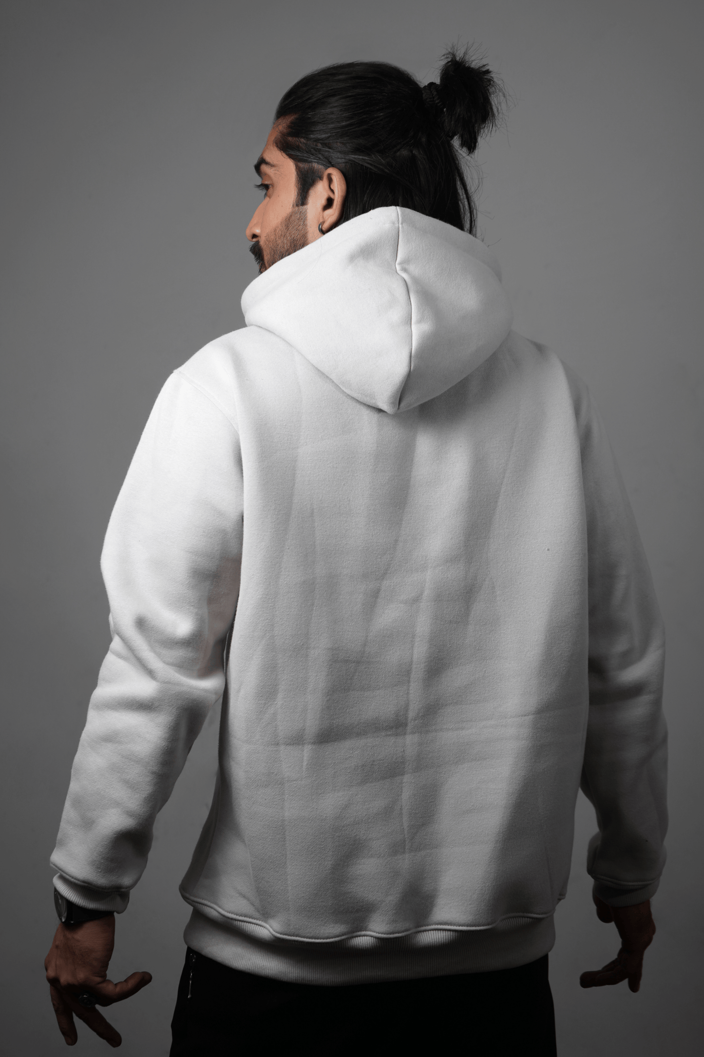 NJ Couture Men's Signature Side-Zip Fleece White Hoodie