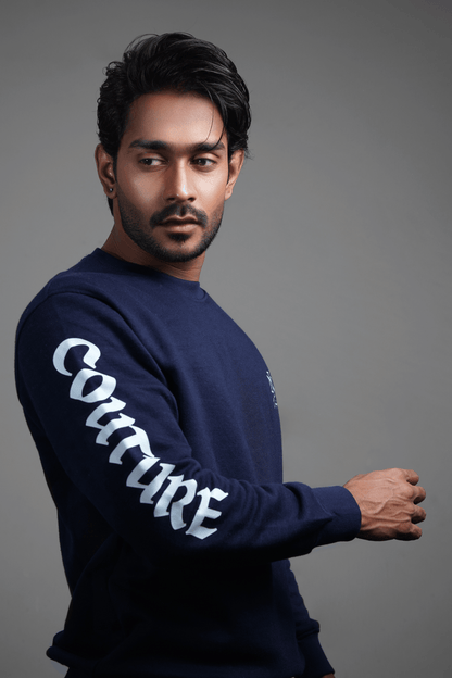NJ Couture Men's Sleeve-Print Fleece Sweatshirt – Premium Crewneck Pullover