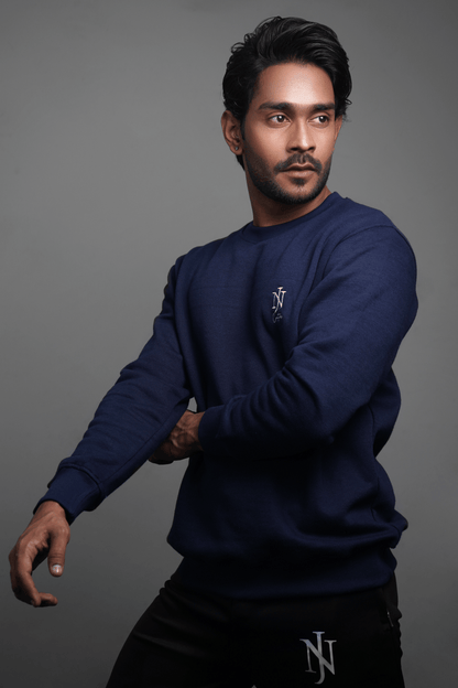 NJ Couture Men's Sleeve-Print Fleece Sweatshirt – Premium Crewneck Pullover