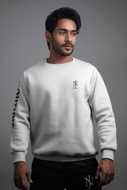 NJ Couture Men's Sleeve-Print Fleece Sweatshirt – Premium Crewneck Pullover