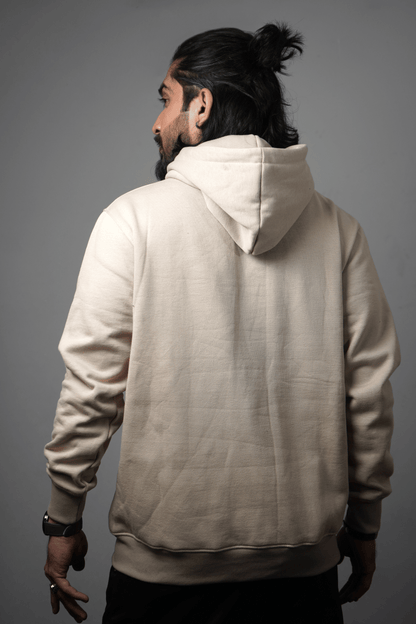 NJ Couture Men's Signature Side-Zip Fleece Light Beige Hoodie
