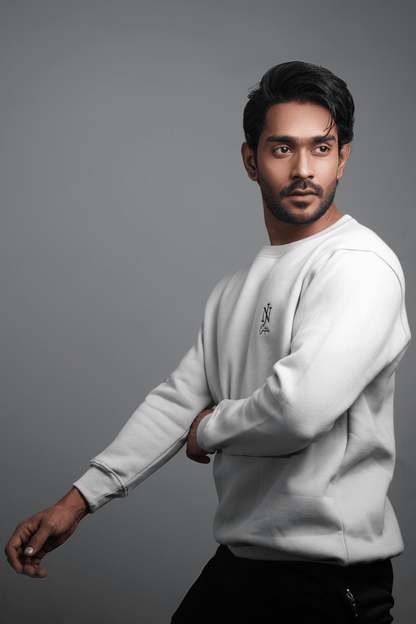NJ Couture Men's Sleeve-Print Fleece Sweatshirt – Premium Crewneck Pullover