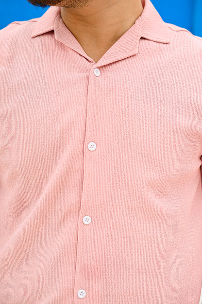 NJ Couture Signature Cuban Light Pink Shirt | Premium Relaxed Fit