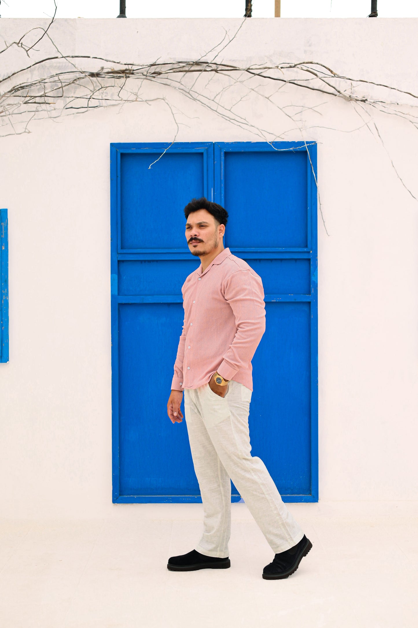 NJ Couture Signature Cuban Light Pink Shirt | Premium Relaxed Fit