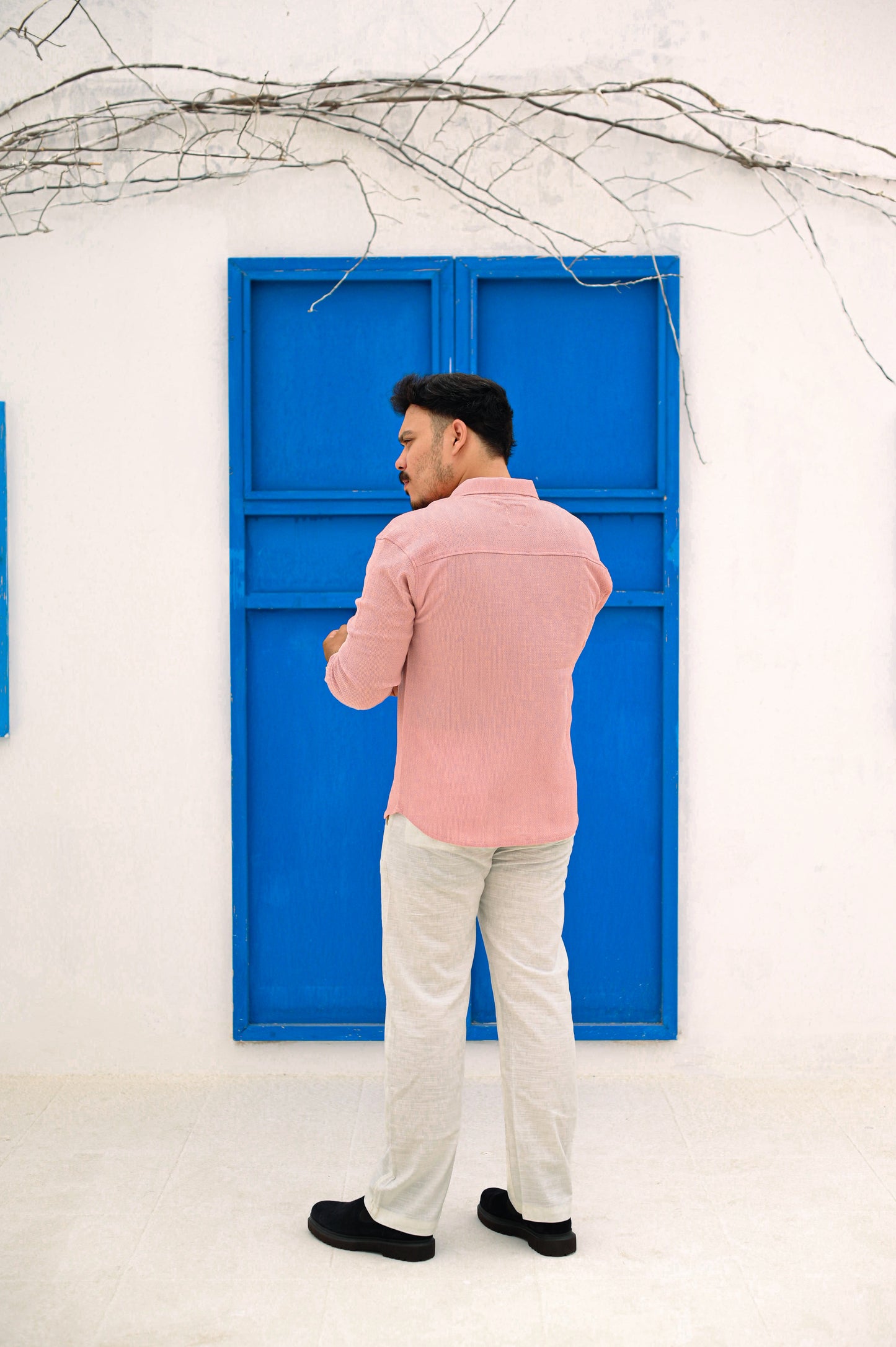 NJ Couture Signature Cuban Light Pink Shirt | Premium Relaxed Fit