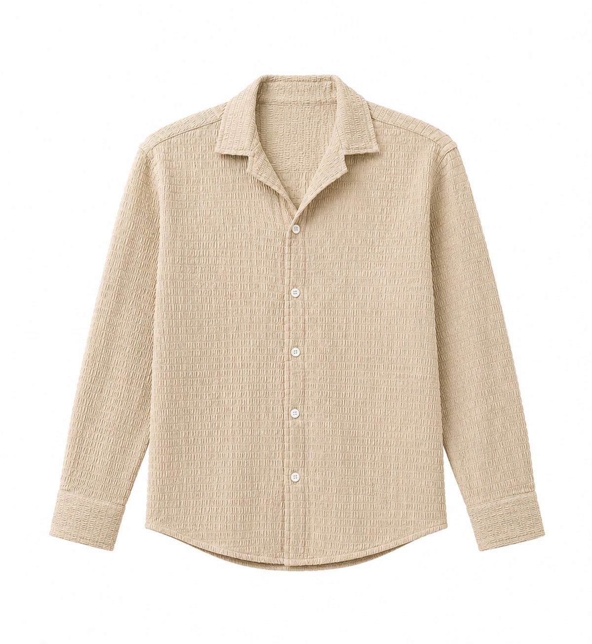 NJ Couture Signature Cuban Light Beige Shirt | Premium Relaxed Fit