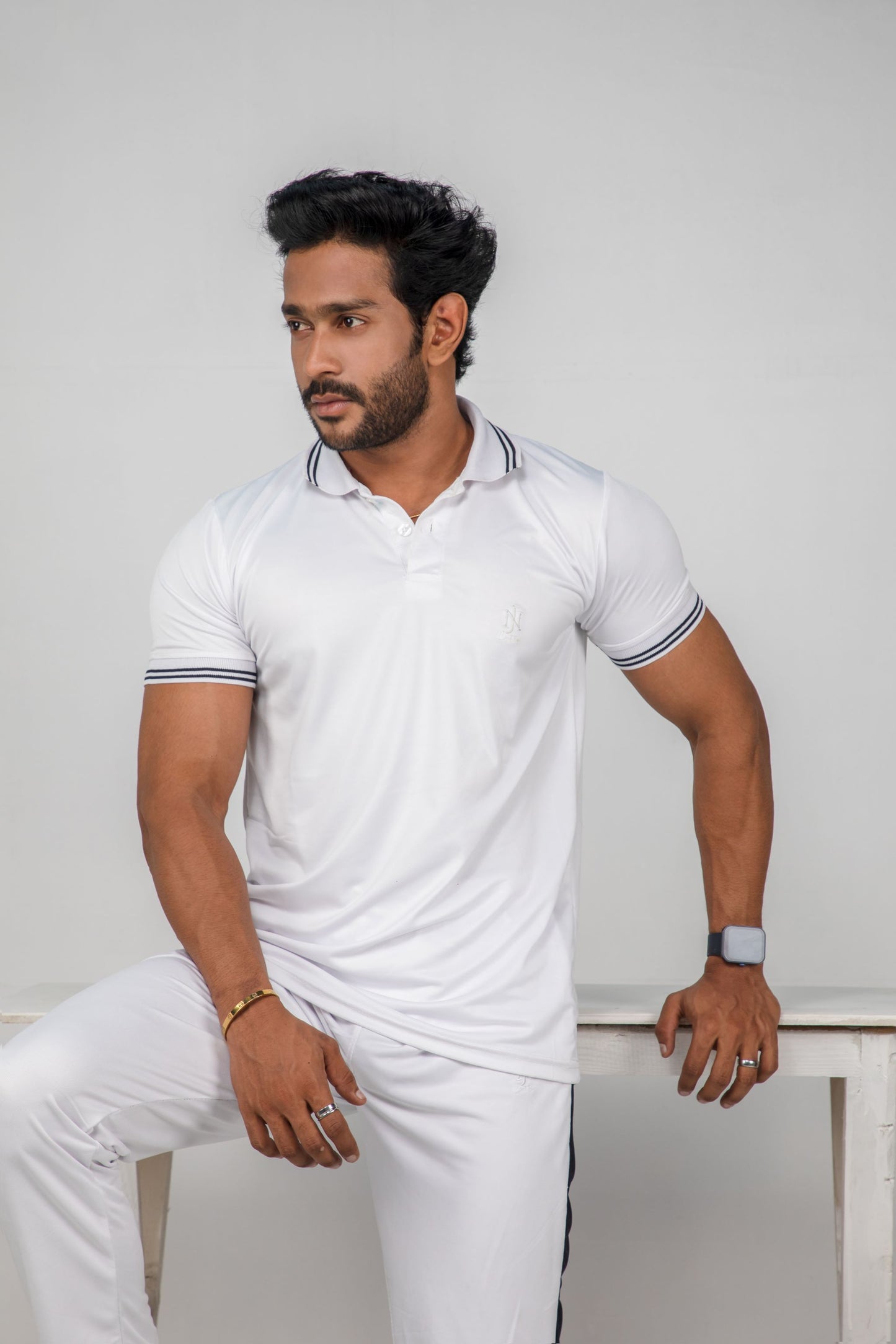 Nj Couture Men's White T-Shirt and Trouser Track Suit