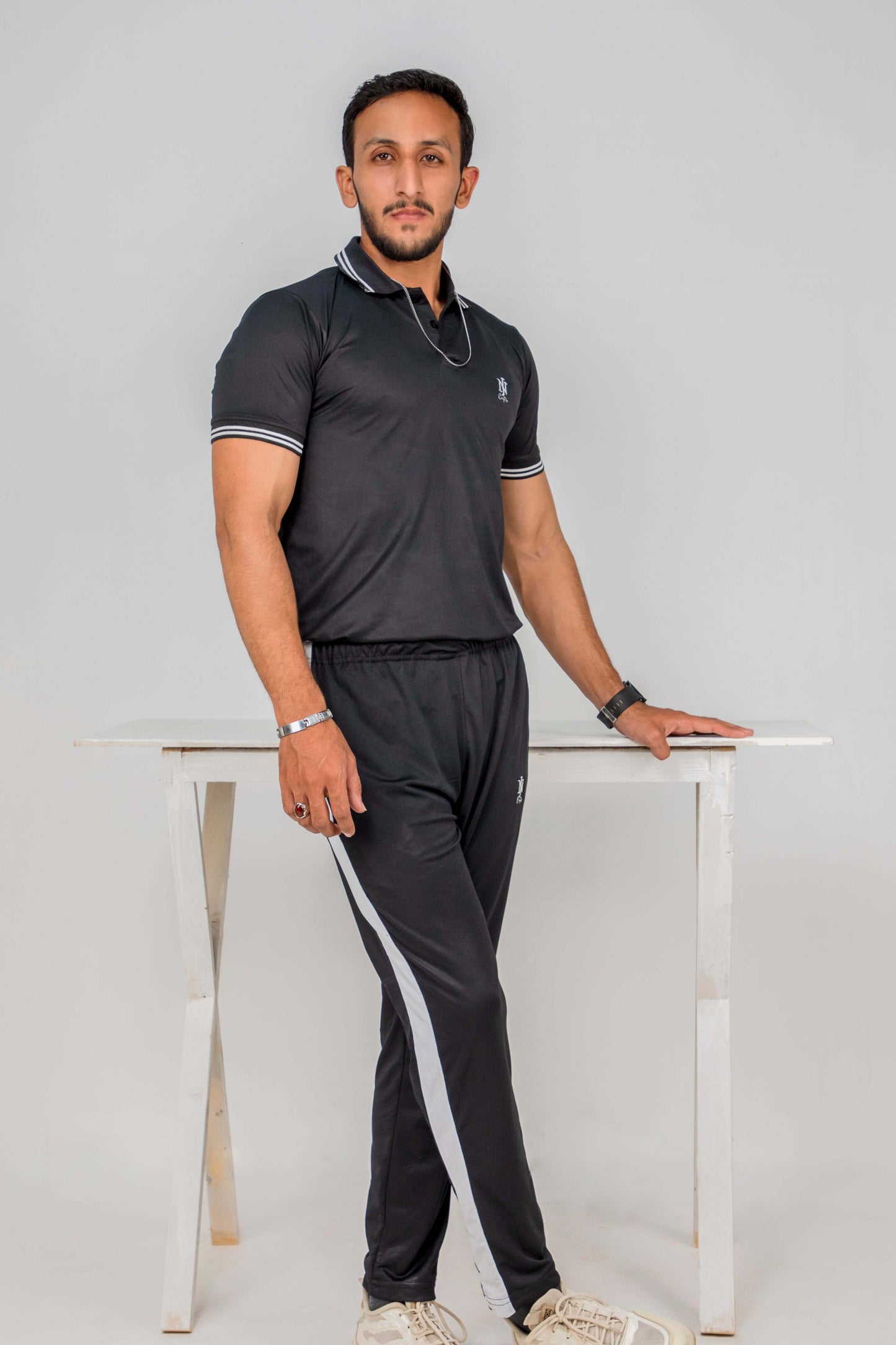 Nj Couture Men's Black T-Shirt and Trouser Track Suit