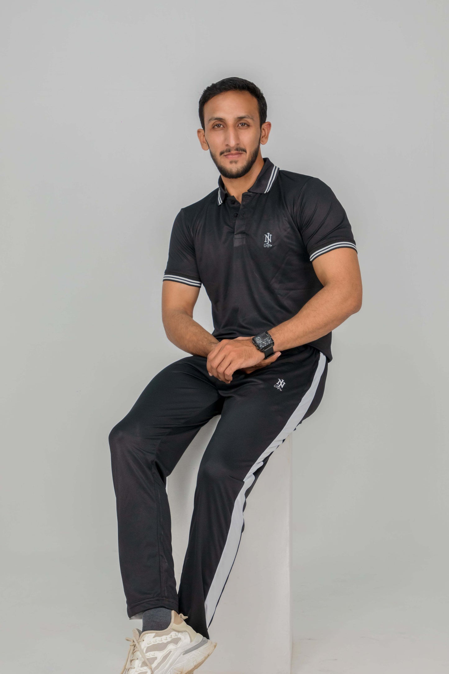 Nj Couture Men's Black T-Shirt and Trouser Track Suit