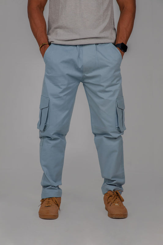 Men's Sky Blue Cargo Pants – Functional & Stylish