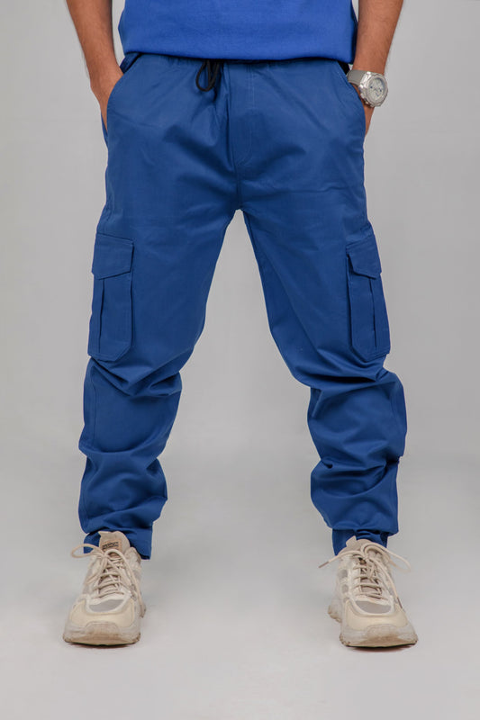 Men's Royal Blue Cargo Joggers – Bold Style with Functional Design