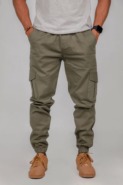 Men's Green Cargo Jogger Pants