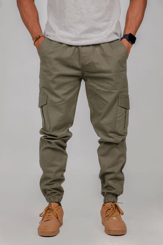 Men's Green Cargo Jogger Pants