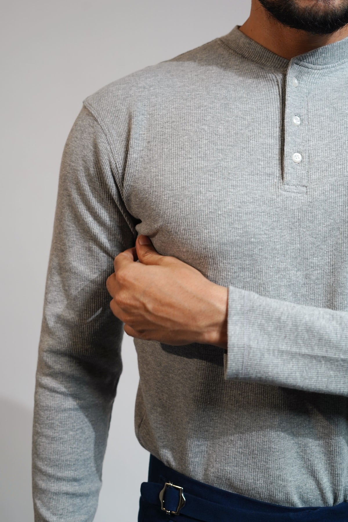 The Old Money Henley Grey Shirt
