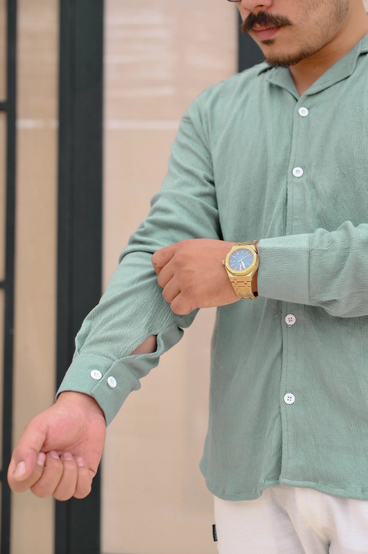 NJ Couture Signature Cuban Sage Green Shirt | Premium Relaxed Fit