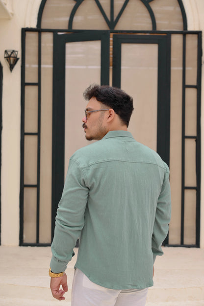 NJ Couture Signature Cuban Sage Green Shirt | Premium Relaxed Fit