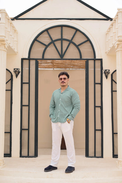 NJ Couture Signature Cuban Sage Green Shirt | Premium Relaxed Fit