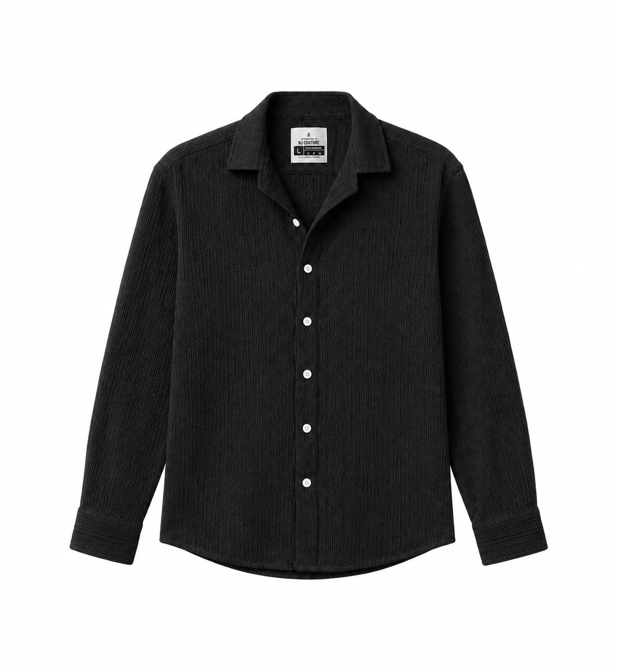 NJ Couture Signature Cuban Black Shirt | Premium Relaxed Fit