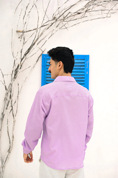 NJ Couture Signature Cuban Light Purple Shirt | Premium Relaxed Fit